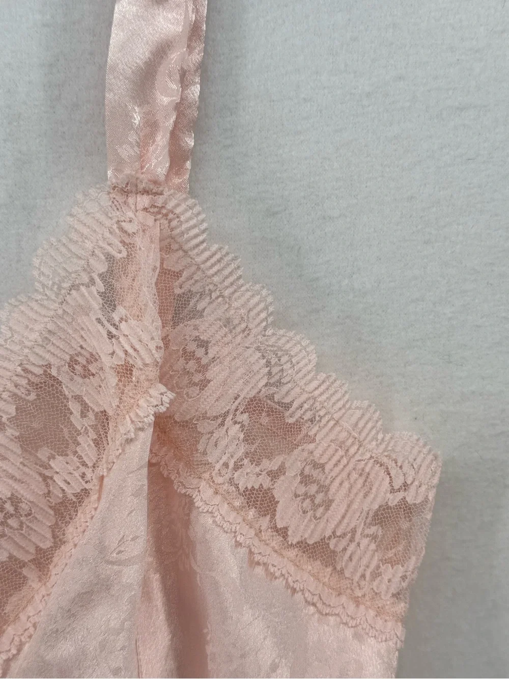 Delicate Pink Lace-Trim Satin Camisole
